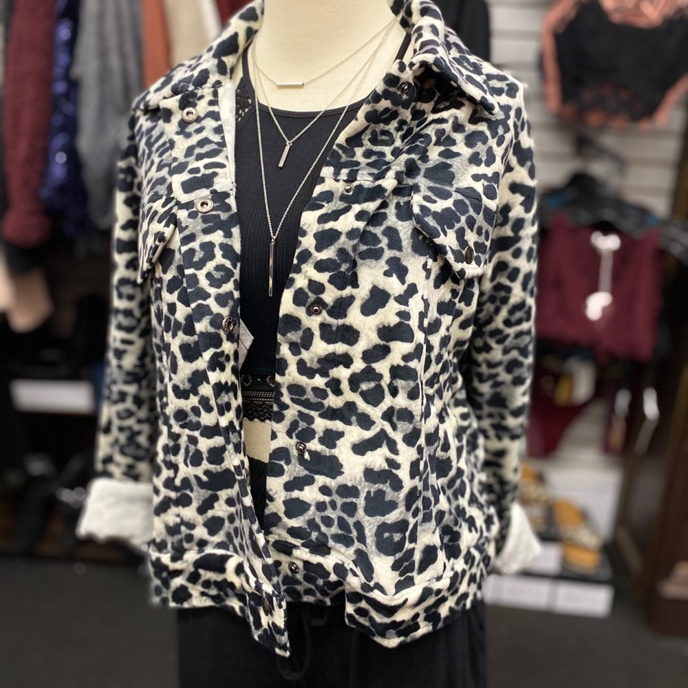 Black and white cheetah jacket